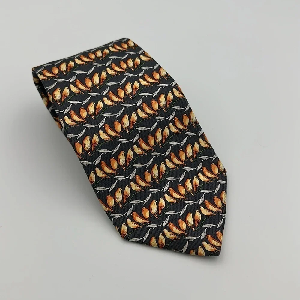 Lancel Paris Birds on Branch Silk Tie